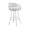 Armen Living Valerie 30" Swivel White Faux Leather and Silver Metal Bar Stool LCVLBASLWH30 - alternate 7